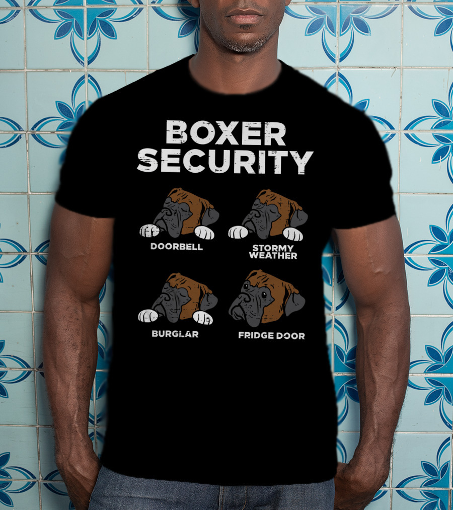 Boxer Security Doorbell Stormy Weather Burglar Fridge Door T-Shirt
