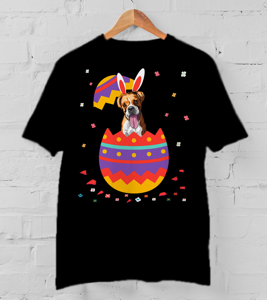 Bunny Ears Dog In Colorful Easter Egg For Cute Easter Day T-Shirt