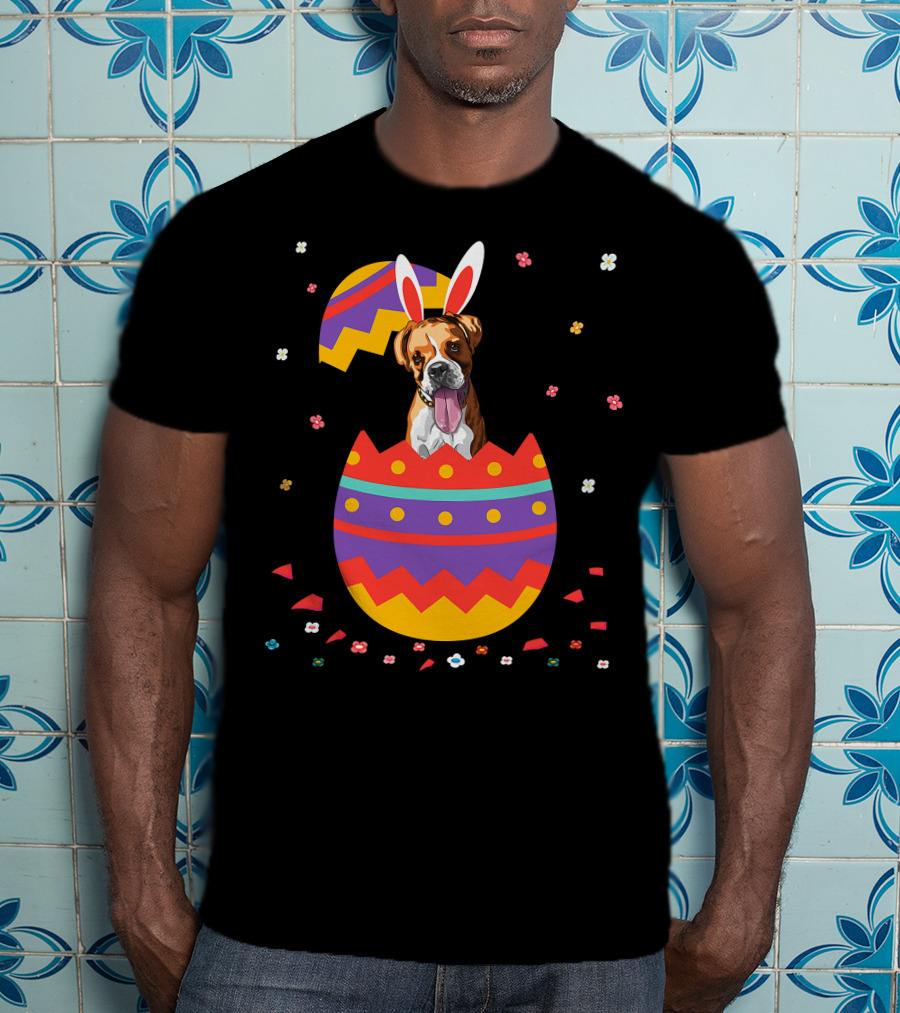 Bunny Ears Dog In Colorful Easter Egg For Cute Easter Day T-Shirt