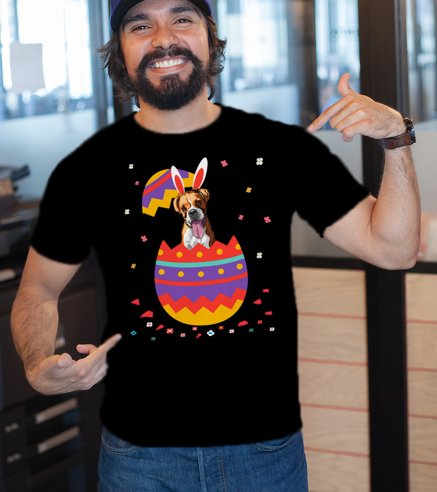 Bunny Ears Dog In Colorful Easter Egg For Cute Easter Day T-Shirt