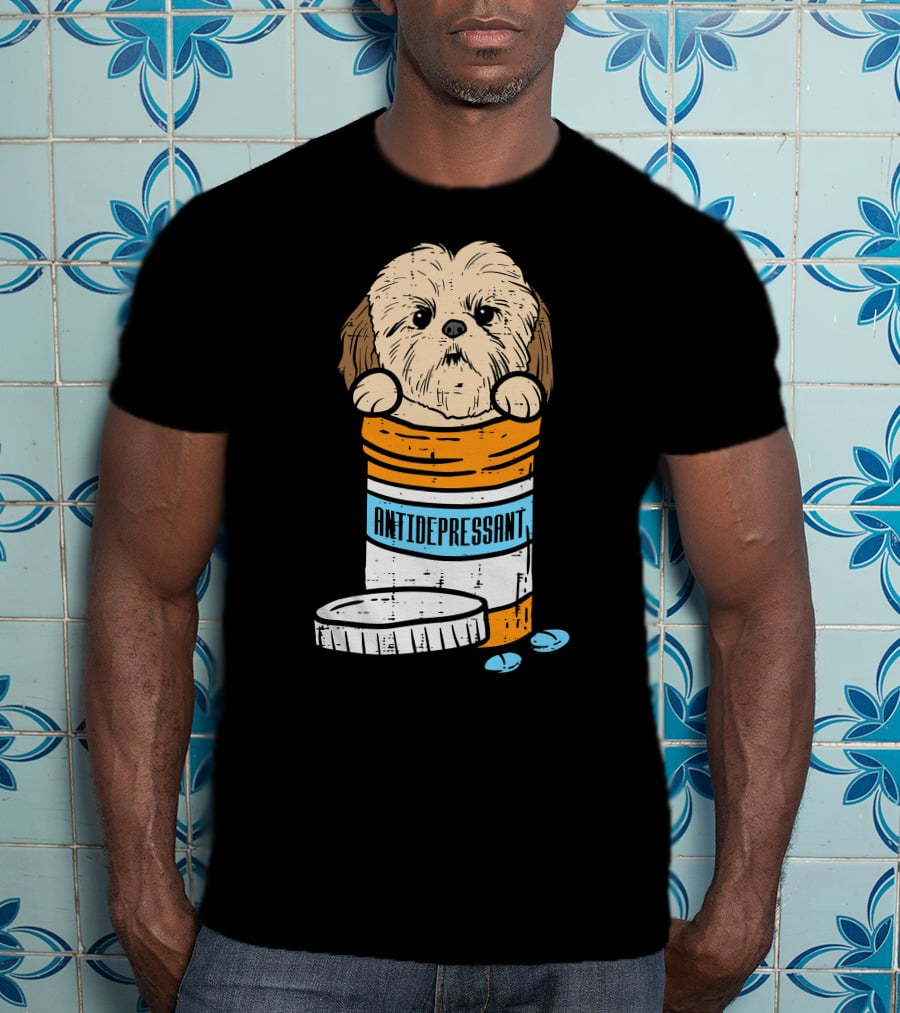 Antidepressant Shih Tzu Cute Animal Pet Dog Pill Bottle T-Shirt