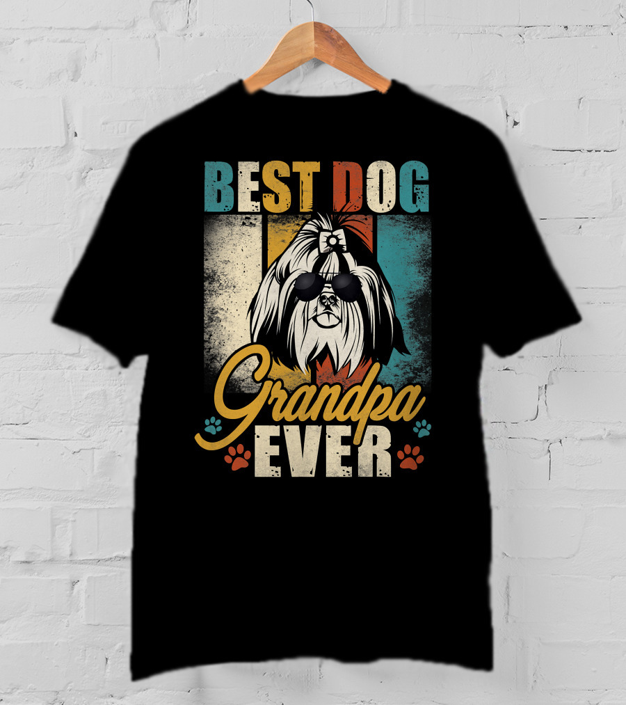Best Dog Grandpa Ever Shih Tzu Father's Day T-Shirt
