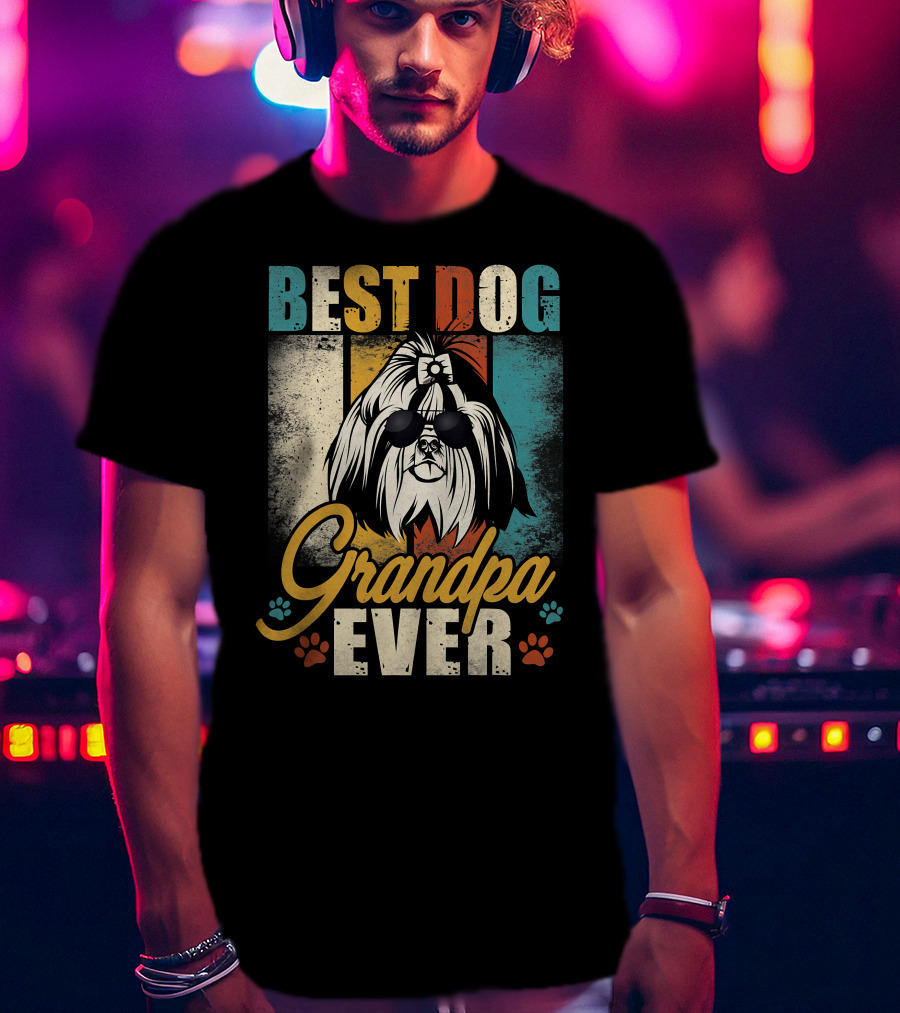Best Dog Grandpa Ever Shih Tzu Father's Day T-Shirt
