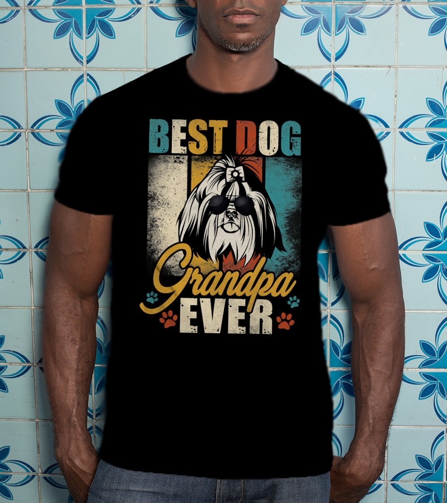 Best Dog Grandpa Ever Shih Tzu Father's Day T-Shirt