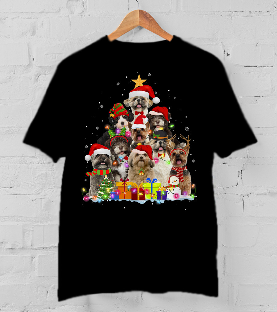 Christmas Pajama Shih Tzu Tree Xmas Dog Dad Gifts T-Shirt