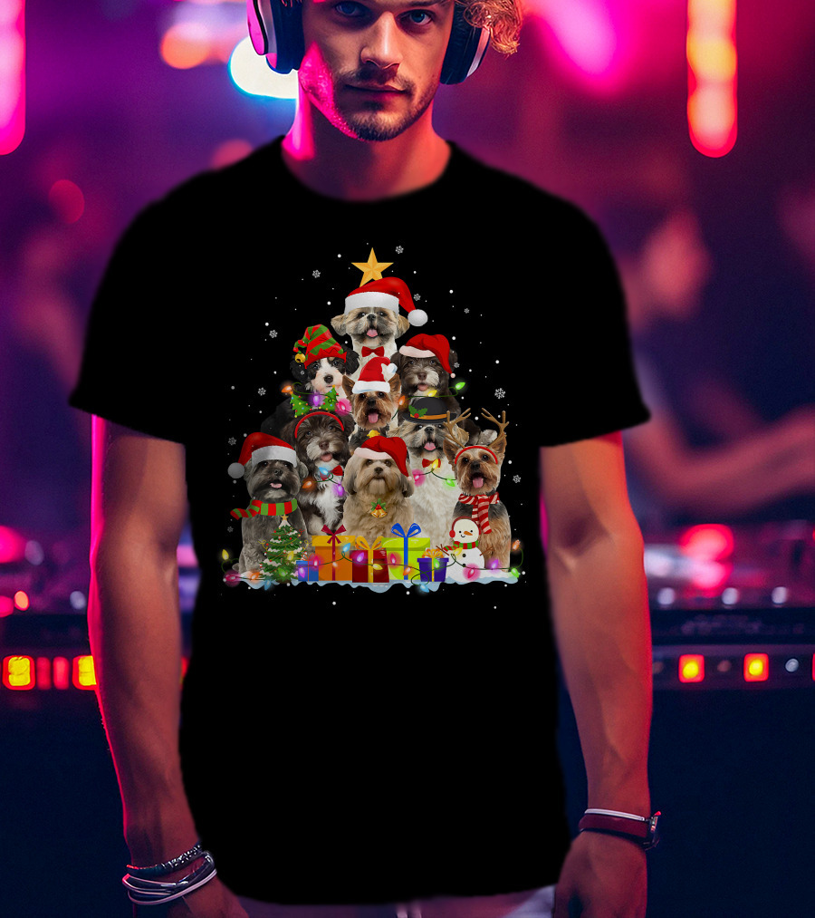 Christmas Pajama Shih Tzu Tree Xmas Dog Dad Gifts T-Shirt