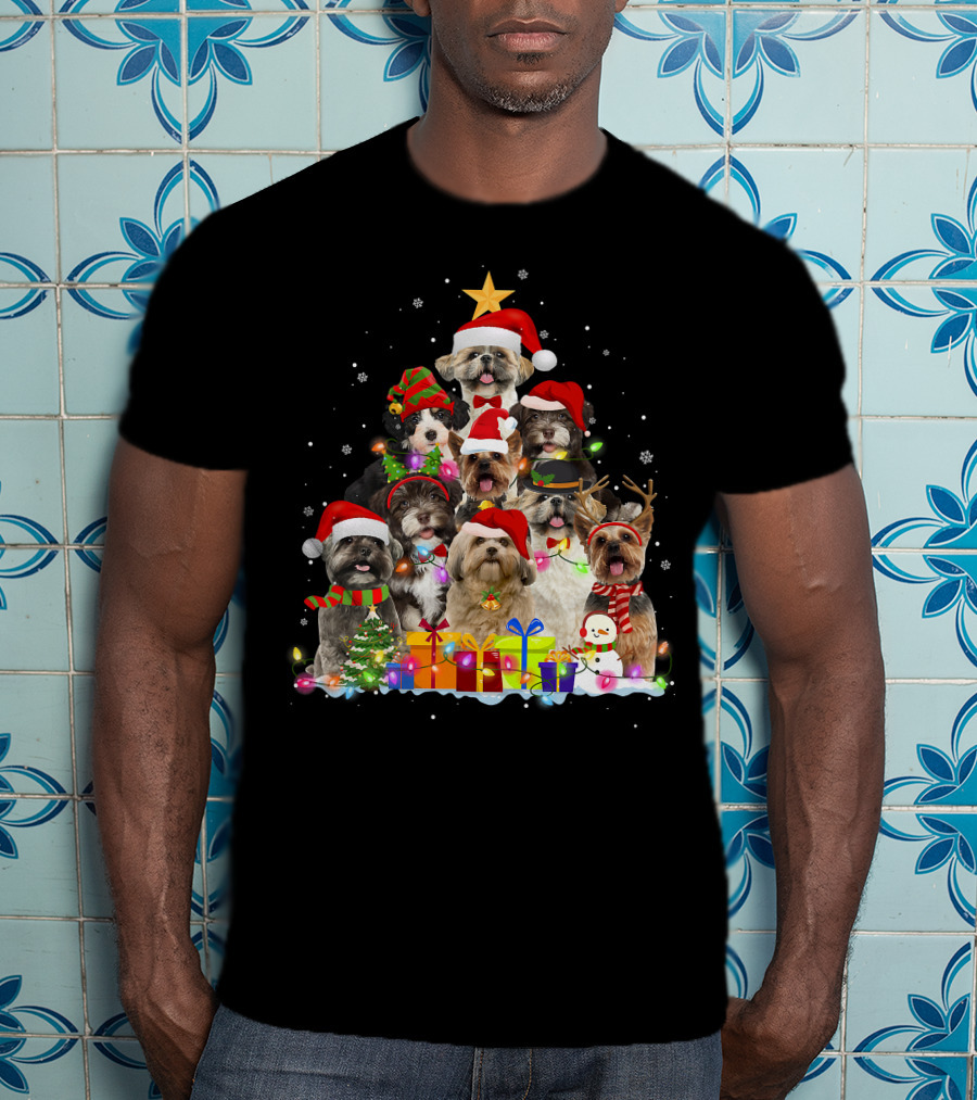 Christmas Pajama Shih Tzu Tree Xmas Dog Dad Gifts T-Shirt