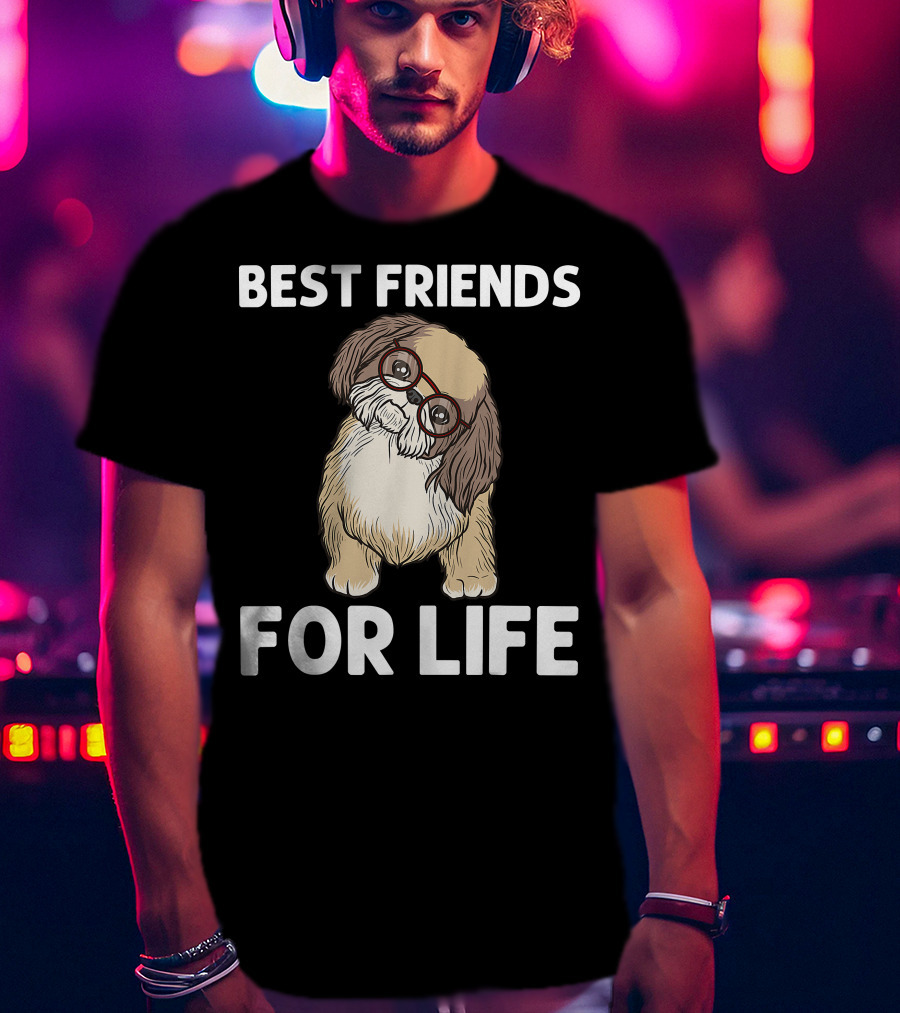 Best Friends For Life Cool Shih Tzu Puppy Pet T-Shirt