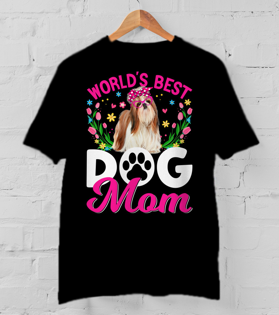 World's Best Shih Tzu Dog Mom Floral T-Shirt