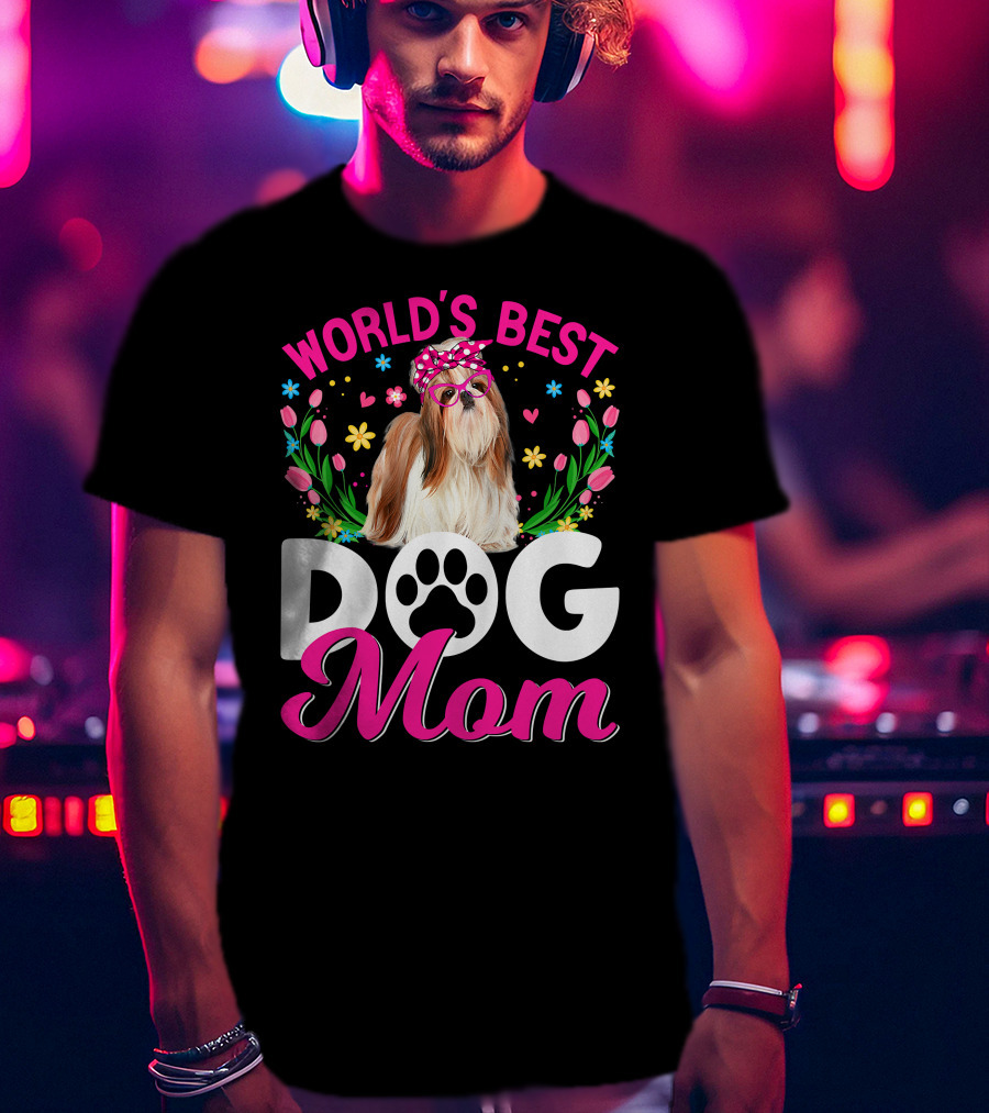 World's Best Shih Tzu Dog Mom Floral T-Shirt