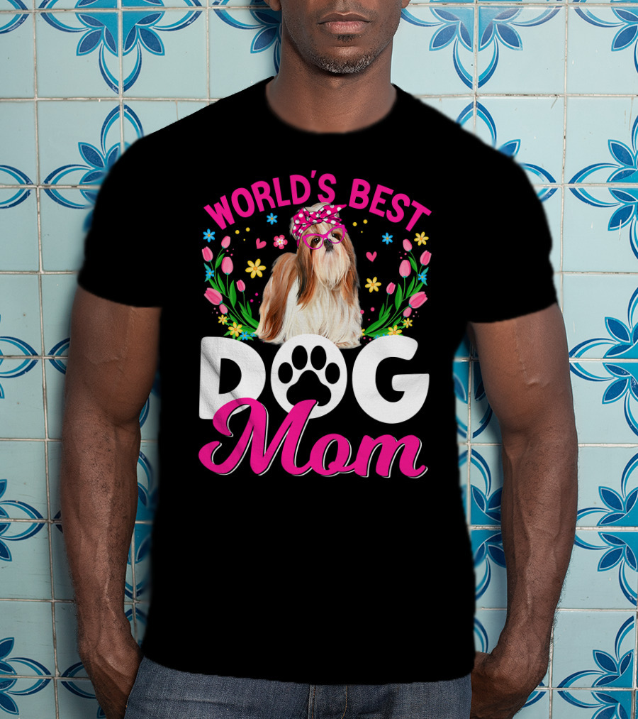 World's Best Shih Tzu Dog Mom Floral T-Shirt