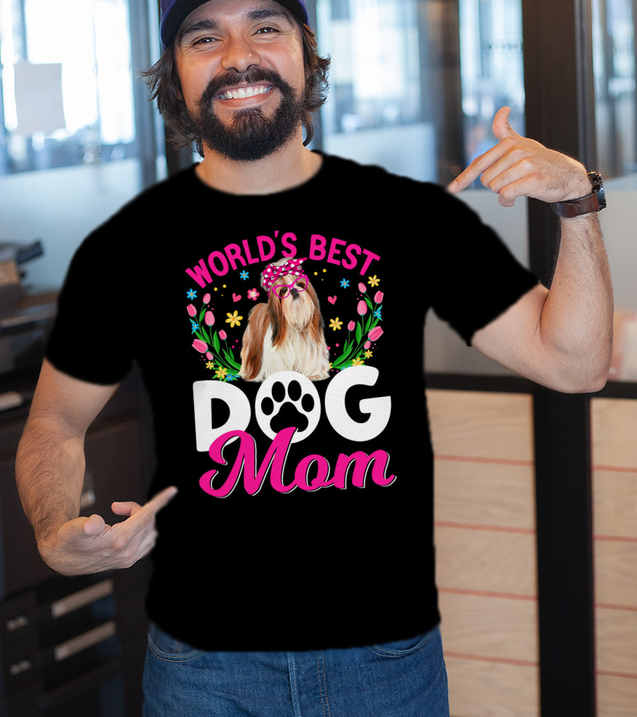 World's Best Shih Tzu Dog Mom Floral T-Shirt