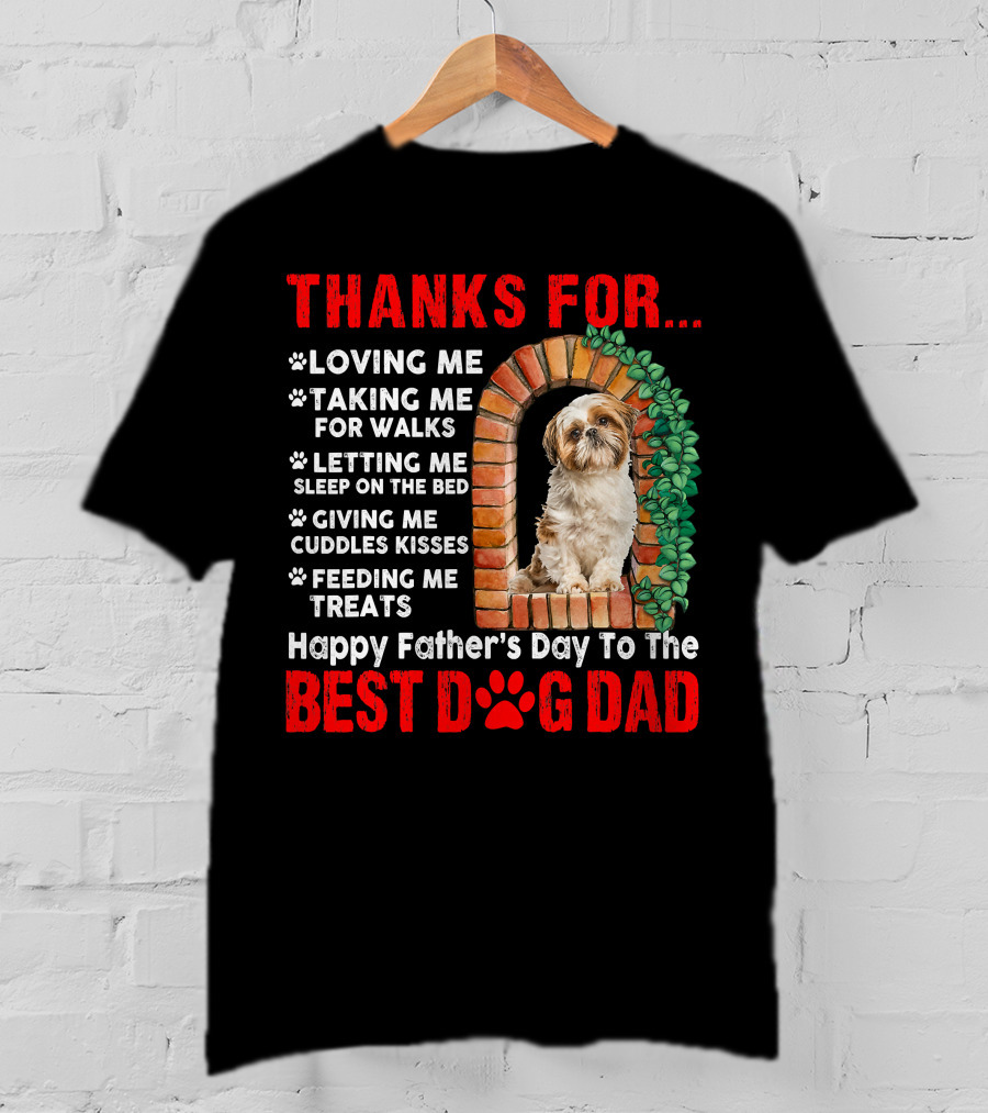 Thanks For Best Dog Dad Cute Shih Tzu T-Shirt