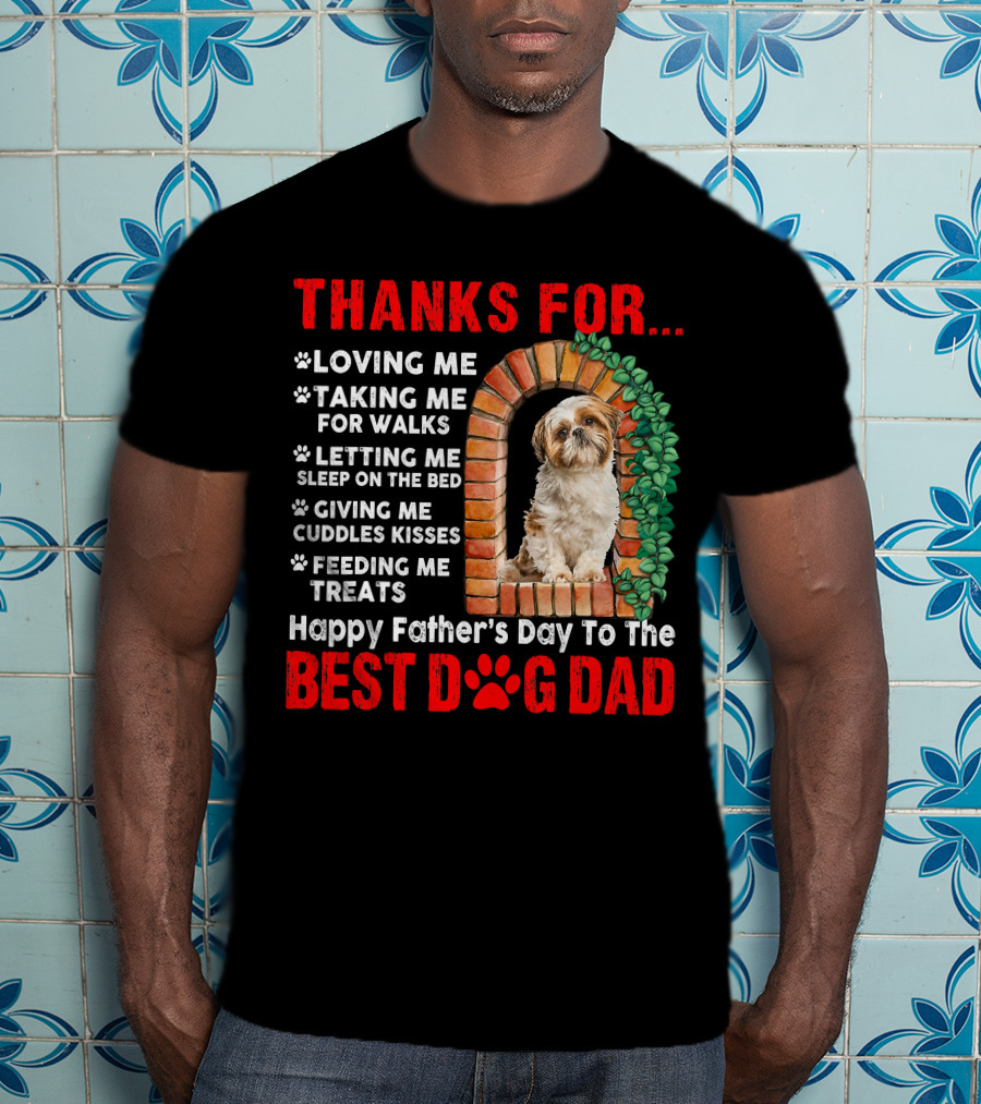 Thanks For Best Dog Dad Cute Shih Tzu T-Shirt