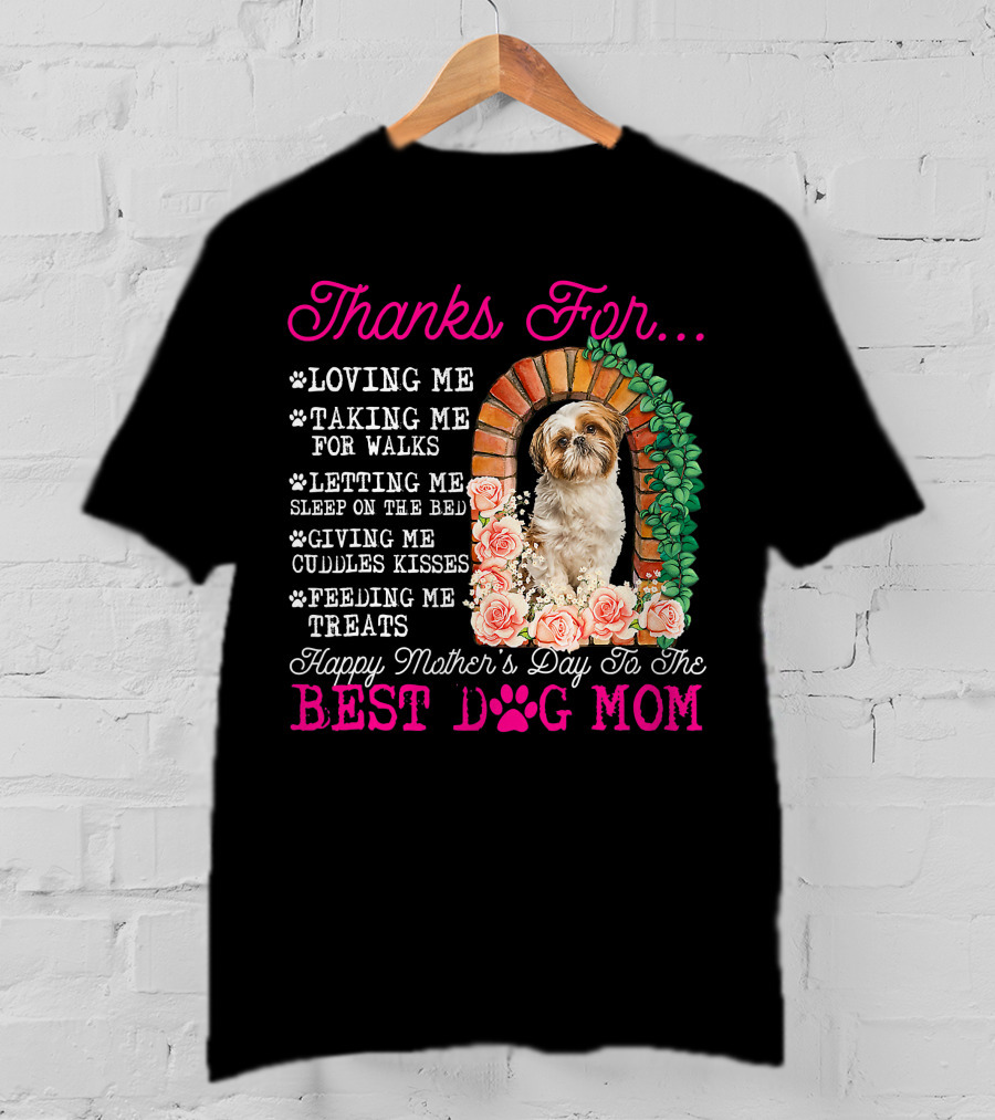 Thanks For Best Dog Mom Cute Shih Tzu Mother's Day T-Shirt