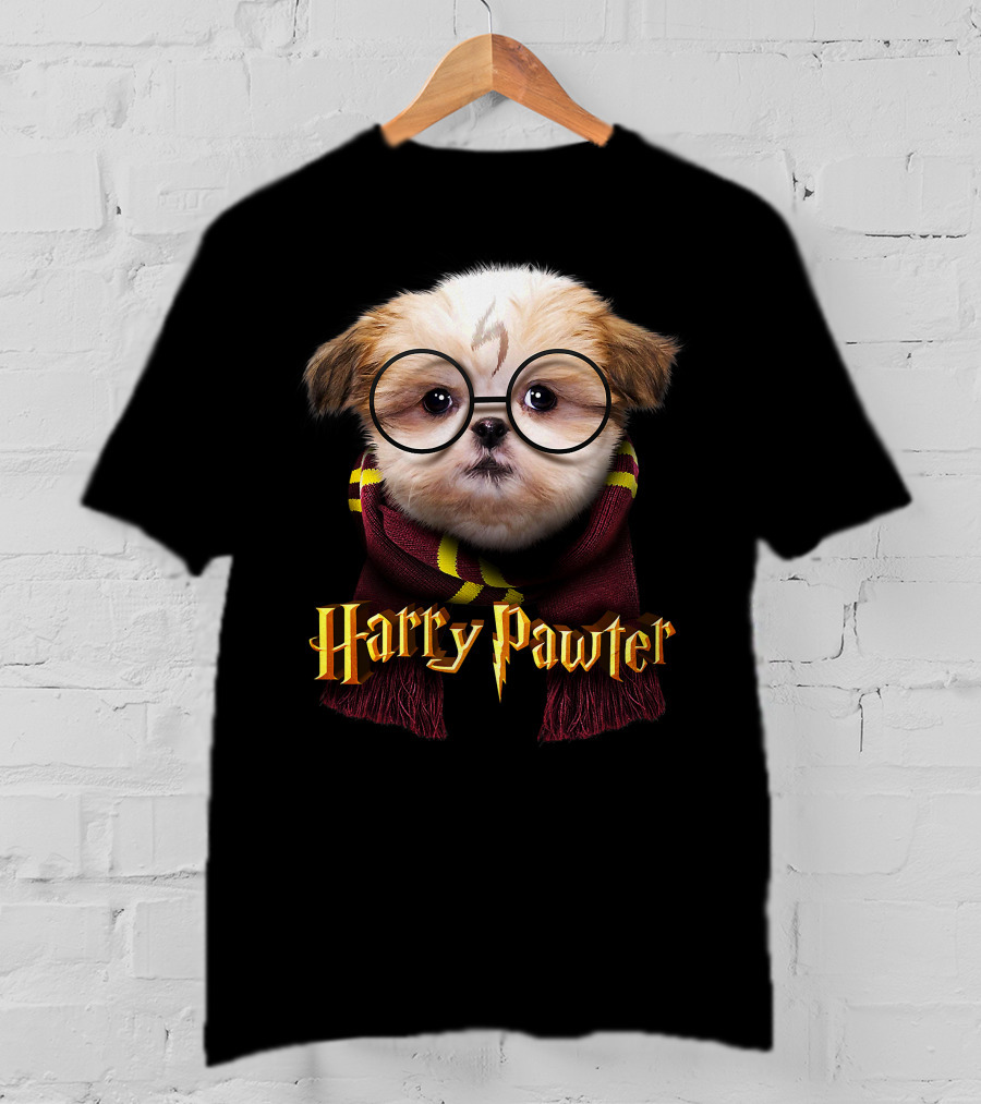 Harry Pawter Shih Tzu Puppy With Glasses And Scarf T-Shirt
