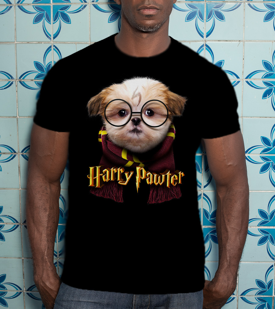 Harry Pawter Shih Tzu Puppy With Glasses And Scarf T-Shirt