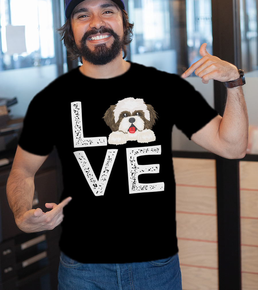 I Love My Shih Tzu Funny Shih Tzu Dog Lover Cute Shih Tzu Love T-Shirt