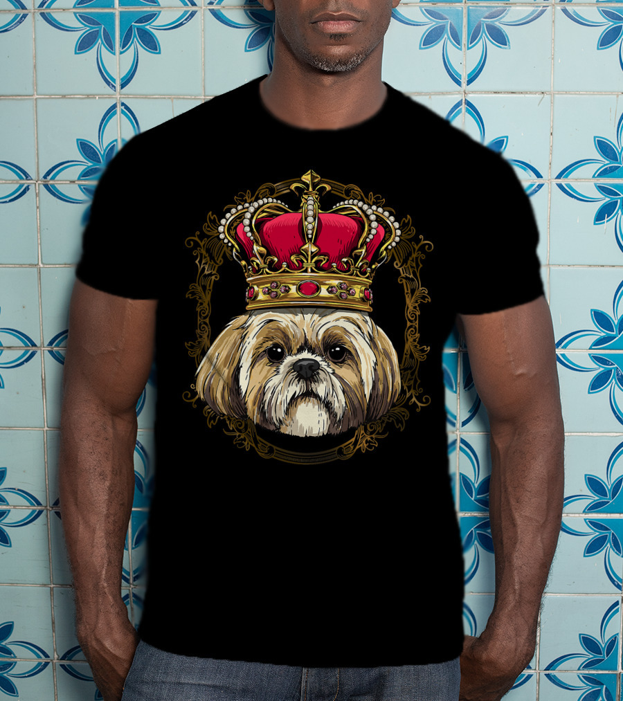 King Shih Tzu Crowned Portrait Queen Shih Tzu Dog T-Shirt