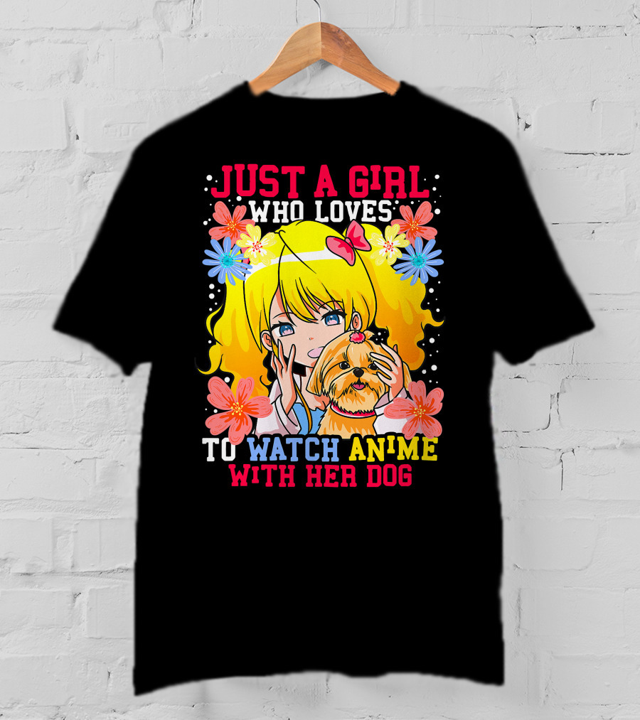 Just A Girl Watch Anime With Her Dog Shih Tzu Pup Manga T-Shirt