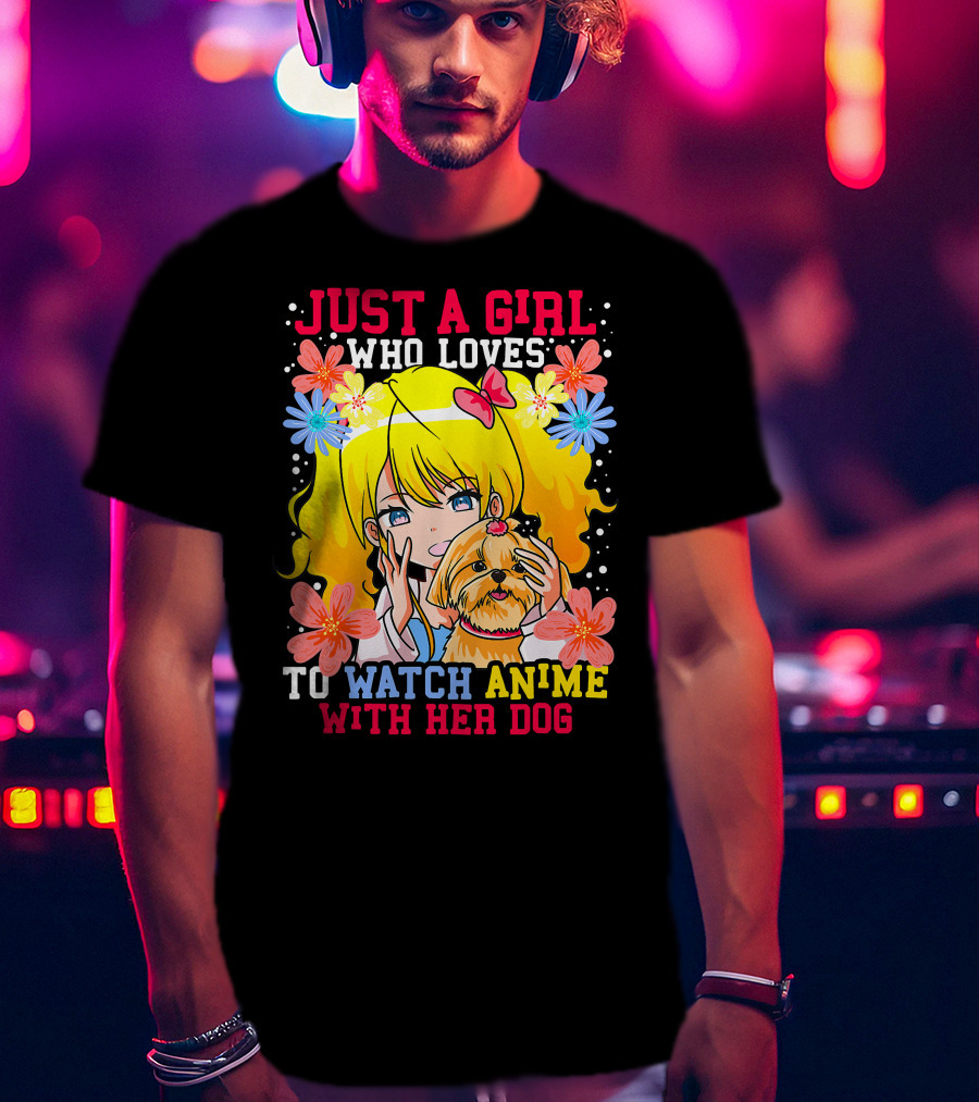 Just A Girl Watch Anime With Her Dog Shih Tzu Pup Manga T-Shirt