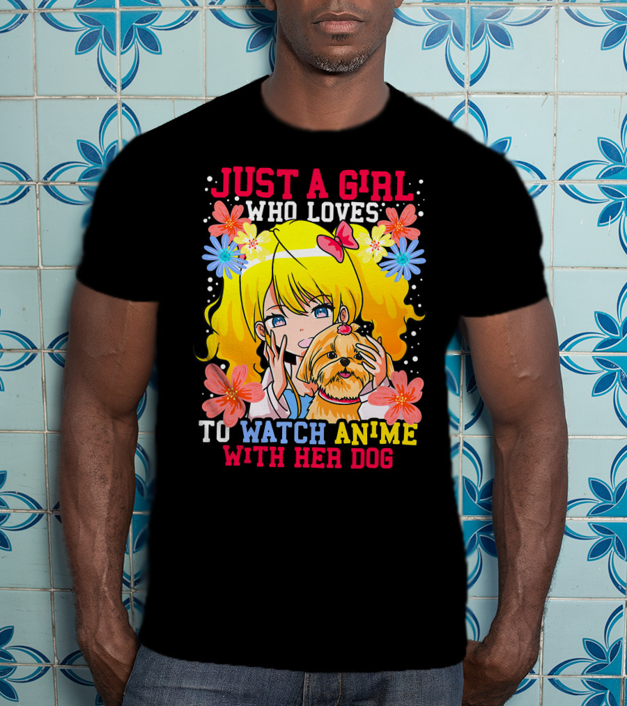 Just A Girl Watch Anime With Her Dog Shih Tzu Pup Manga T-Shirt
