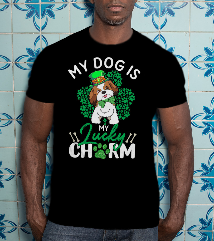 My Shih Tzu Lucky Charm Dog Lover St Patrick's Day T-Shirt