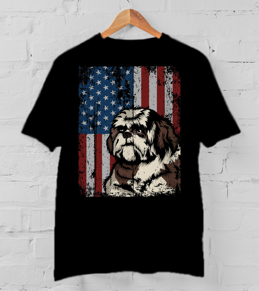 Shih Tzu American Flag Patriotic Owner T-Shirt