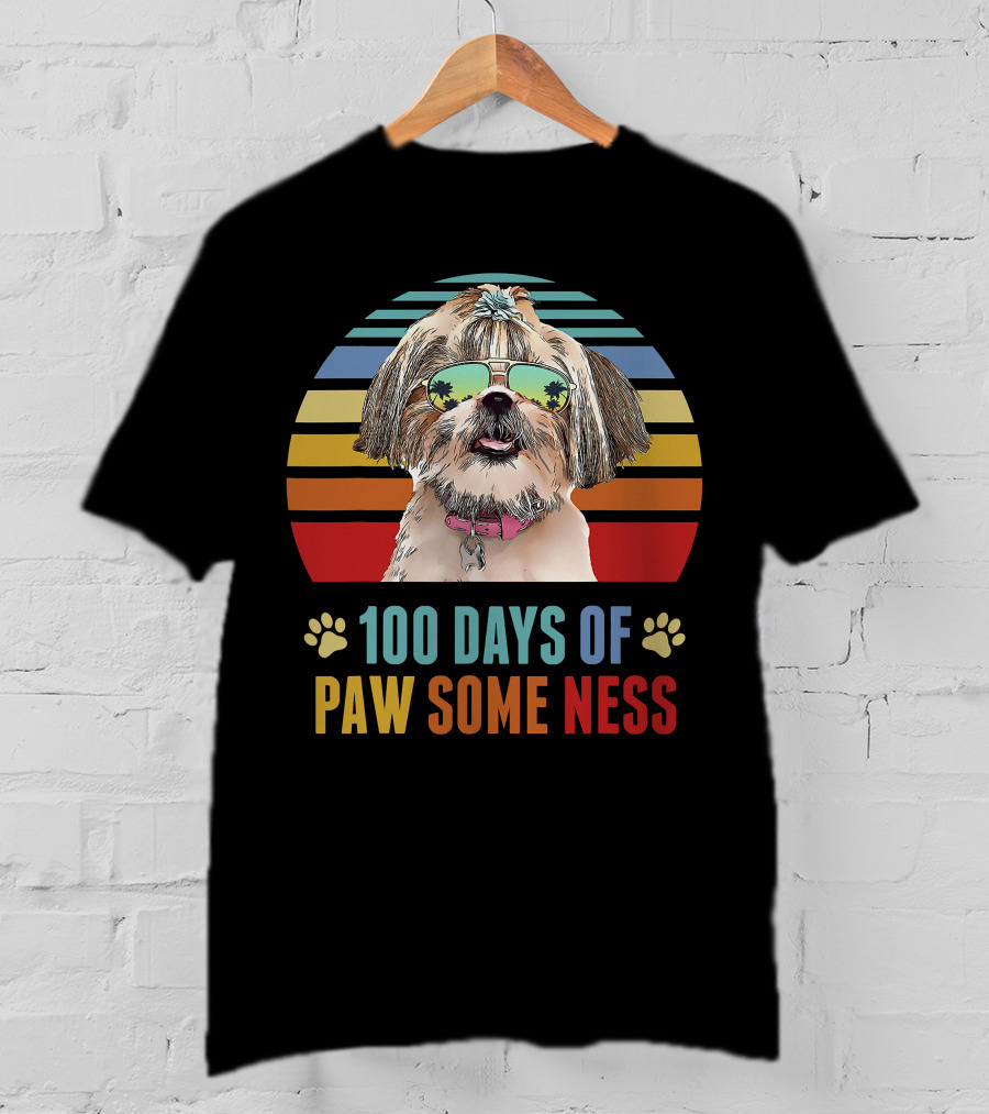100 Days Of Pawsomeness Shih Tzu Dog T-Shirt