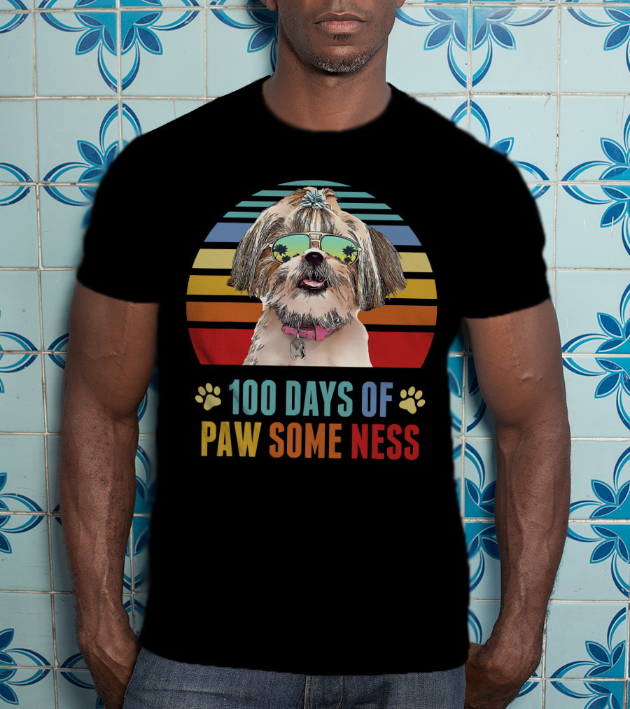 100 Days Of Pawsomeness Shih Tzu Dog T-Shirt