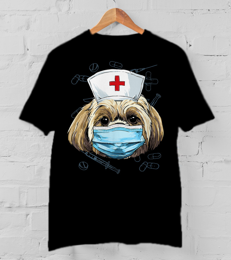 Shih Tzu Nurse RN Graduation Mask Medical T-Shirt