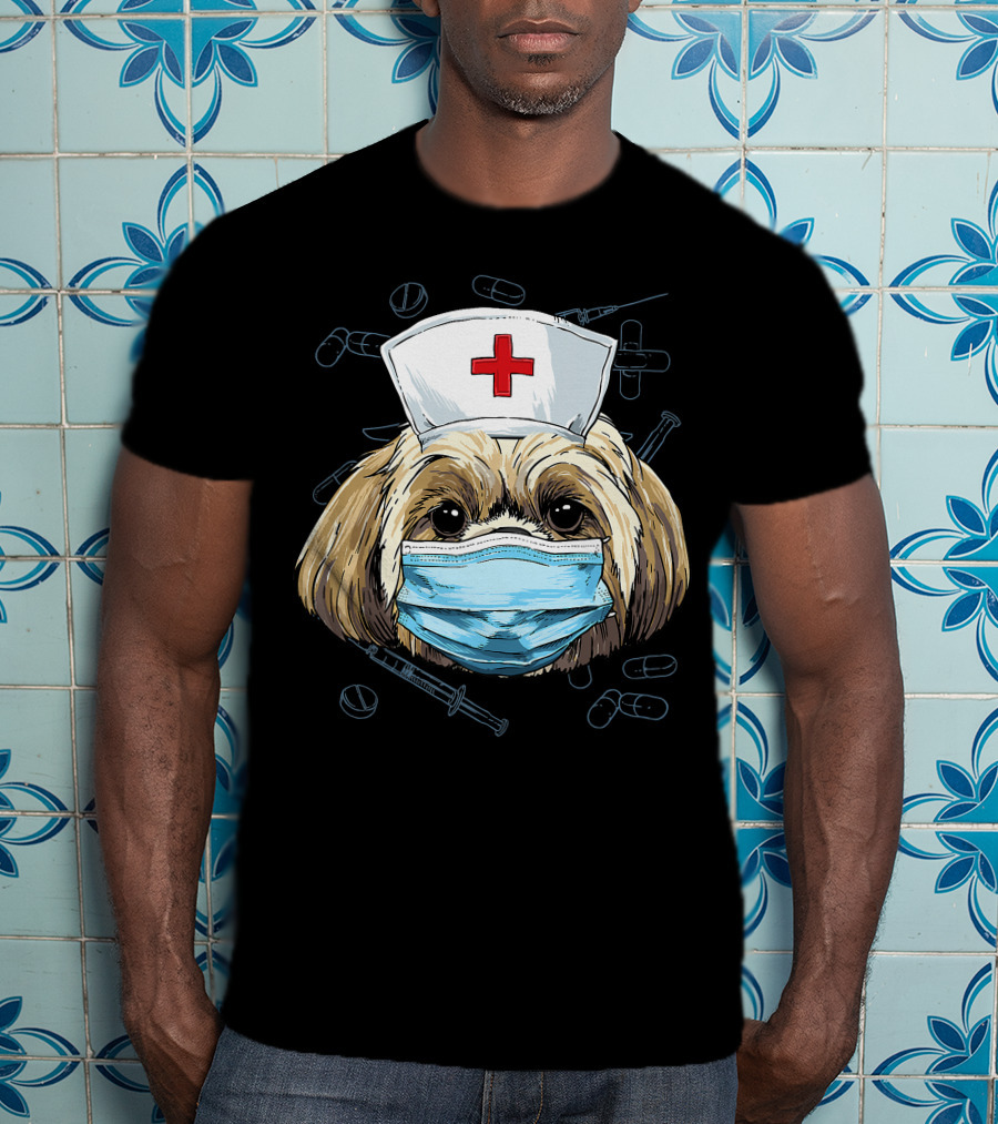 Shih Tzu Nurse RN Graduation Mask Medical T-Shirt