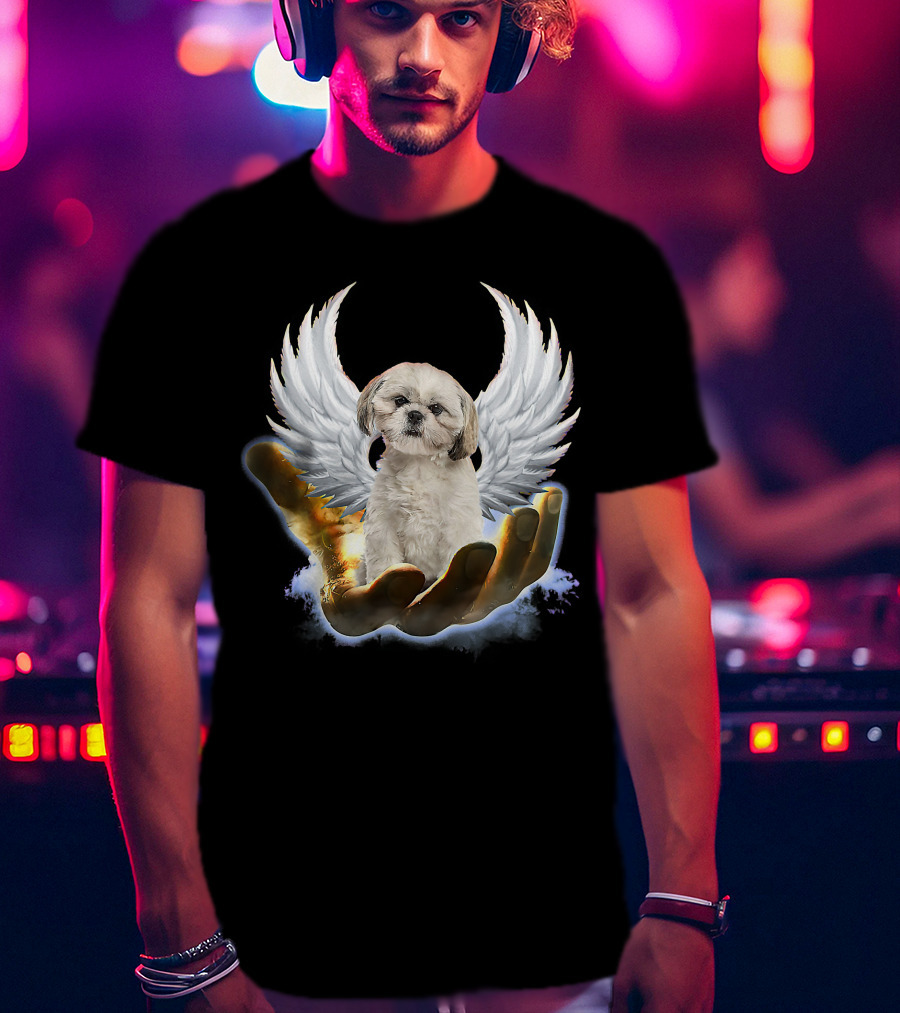 Shih Tzu God Golden Hand Heaven Wings Mens Womens T-Shirt