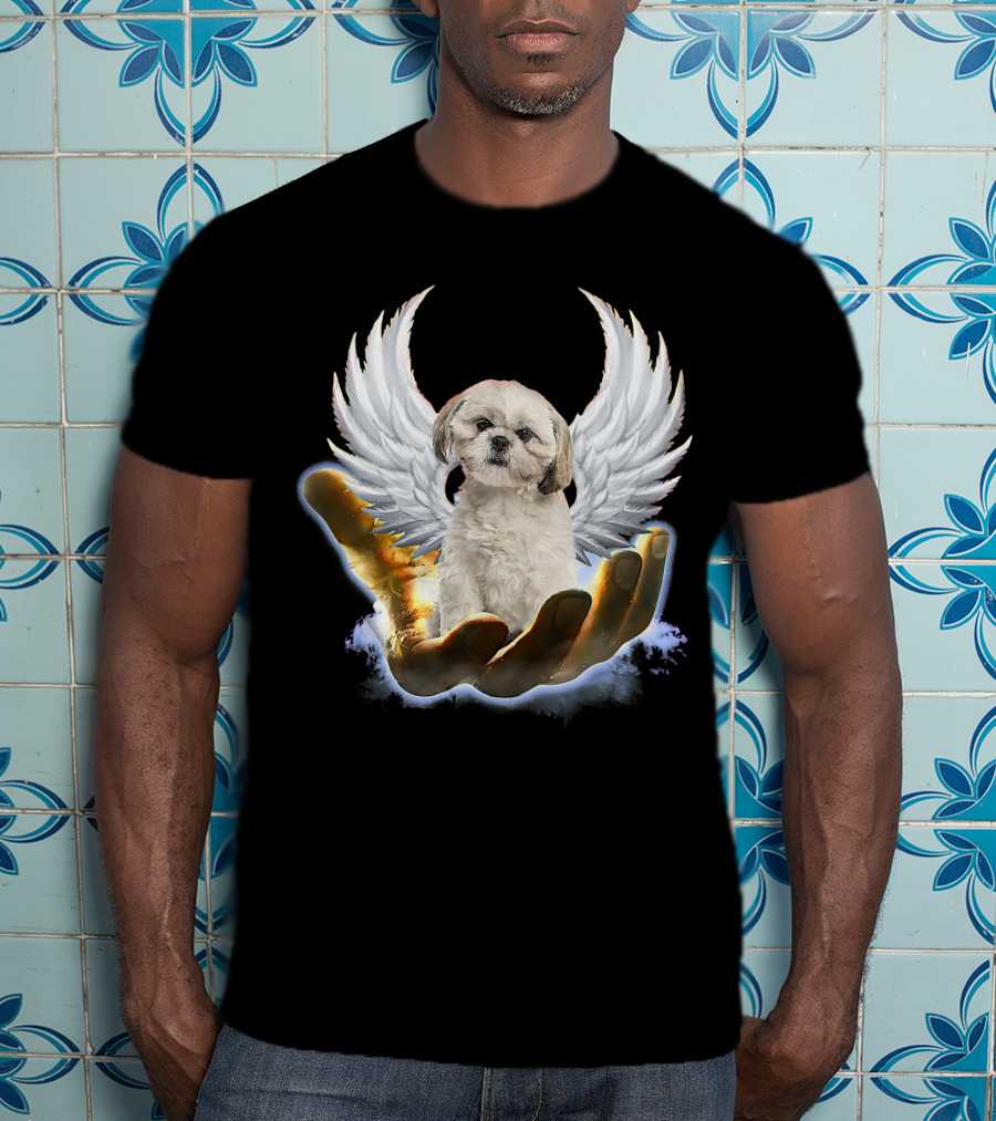 Shih Tzu God Golden Hand Heaven Wings Mens Womens T-Shirt