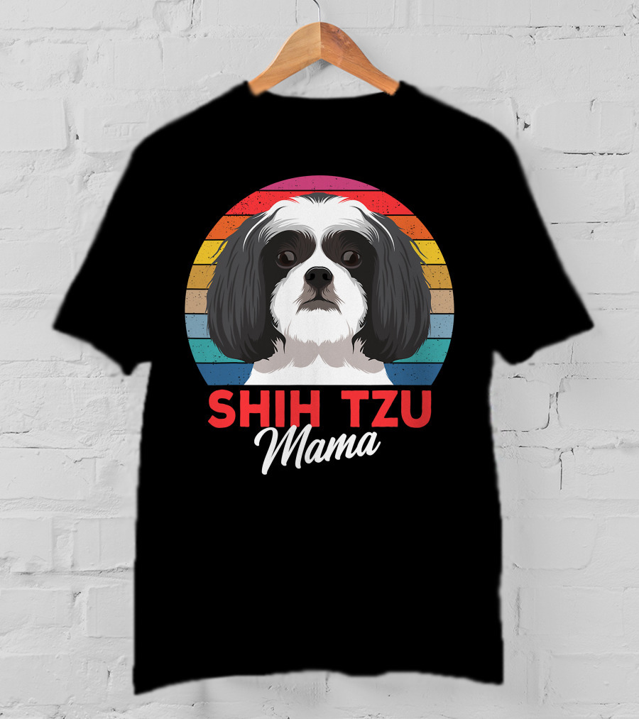 Shih Tzu Mama Cute Shih Tzu Dog Mom Retro T-Shirt