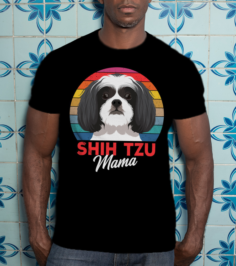 Shih Tzu Mama Cute Shih Tzu Dog Mom Retro T-Shirt