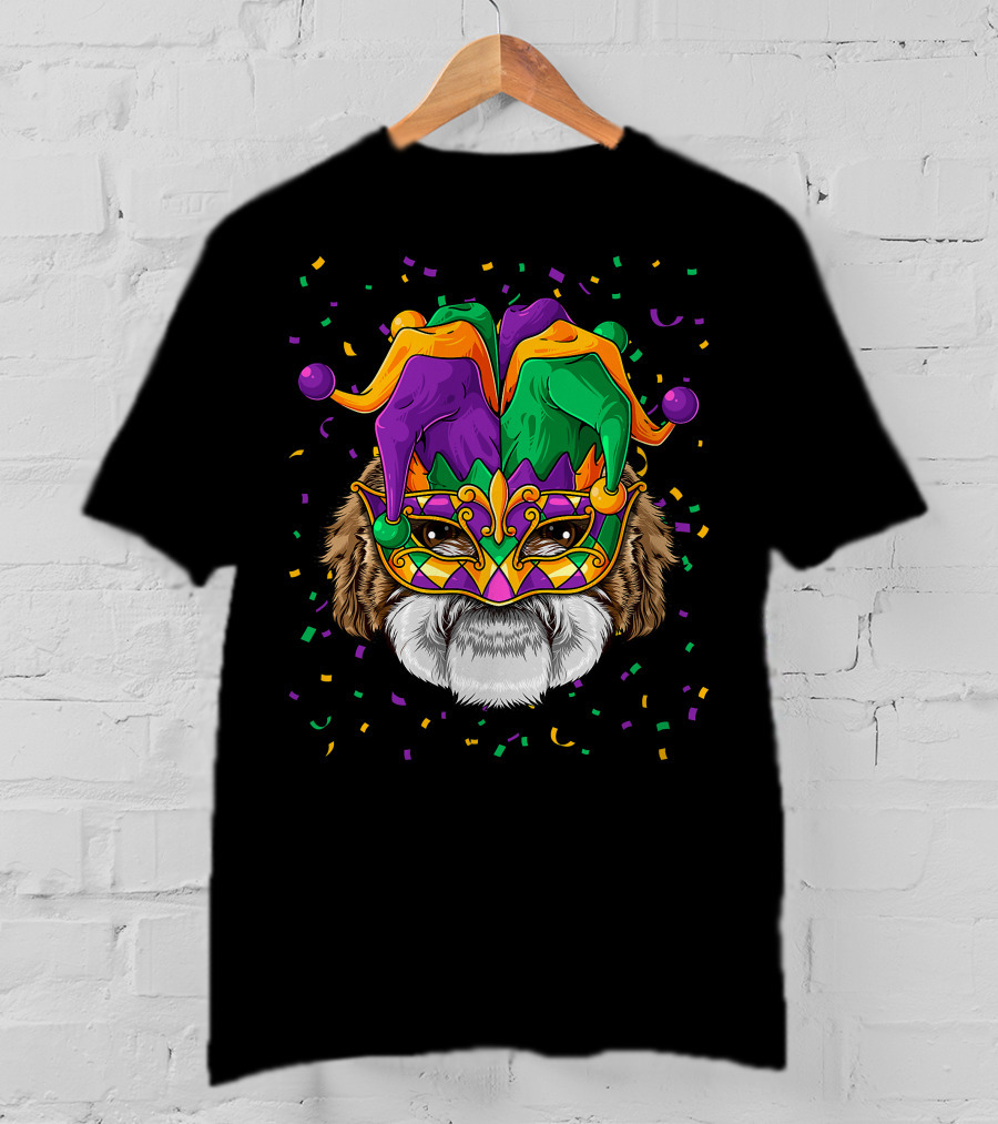 Shih Tzu Dog Mardi Gras Carnival Jester Festi T-Shirt