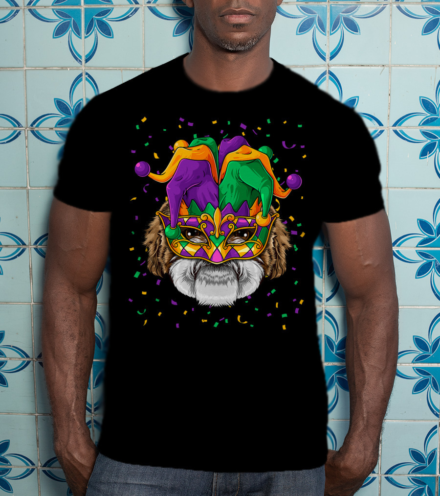 Shih Tzu Dog Mardi Gras Carnival Jester Festi T-Shirt