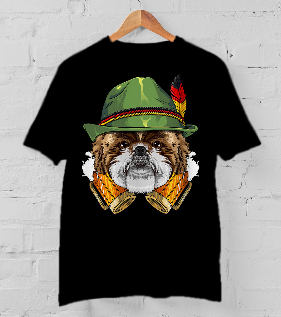 Shih Tzu Oktoberfest Beer Fest Lederhosen German T-Shirt