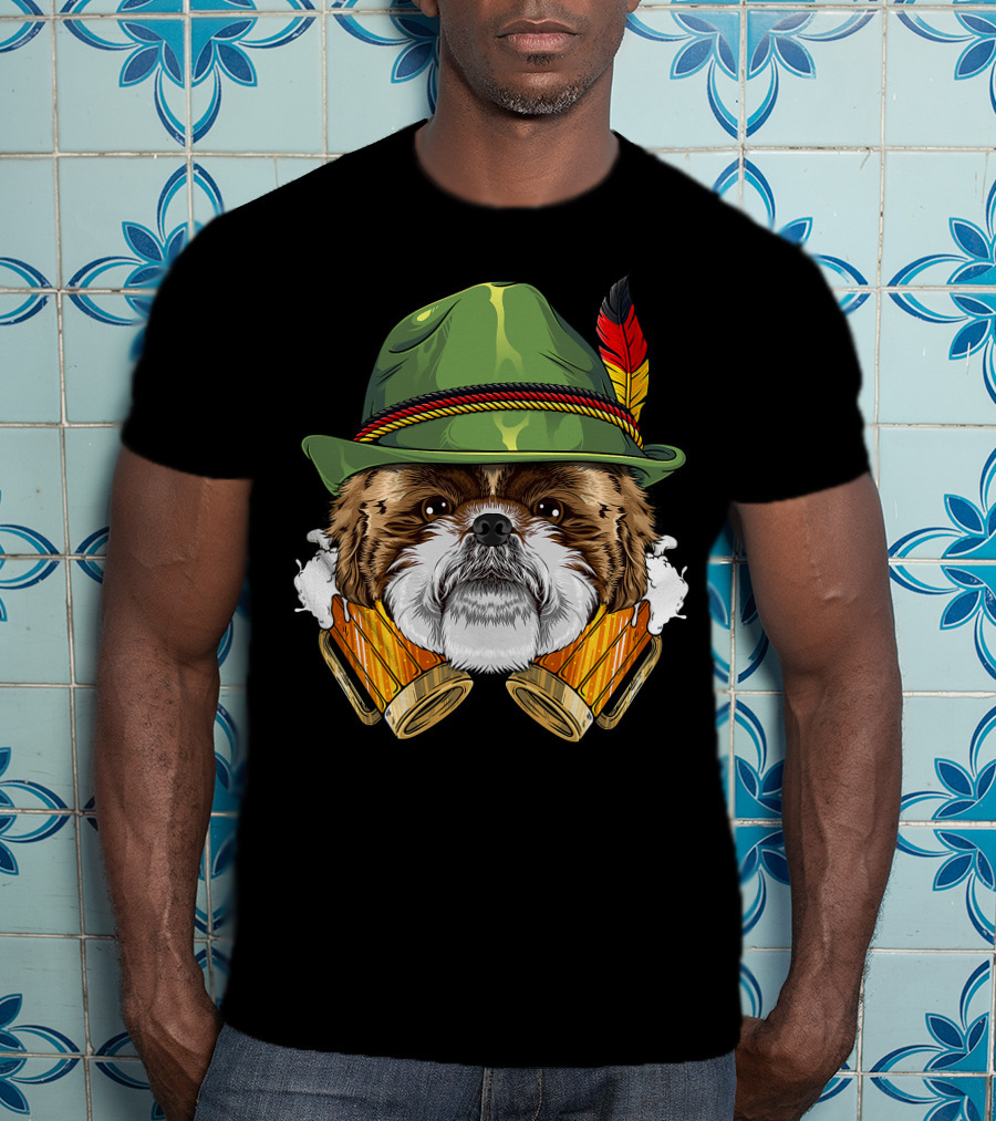 Shih Tzu Oktoberfest Beer Fest Lederhosen German T-Shirt