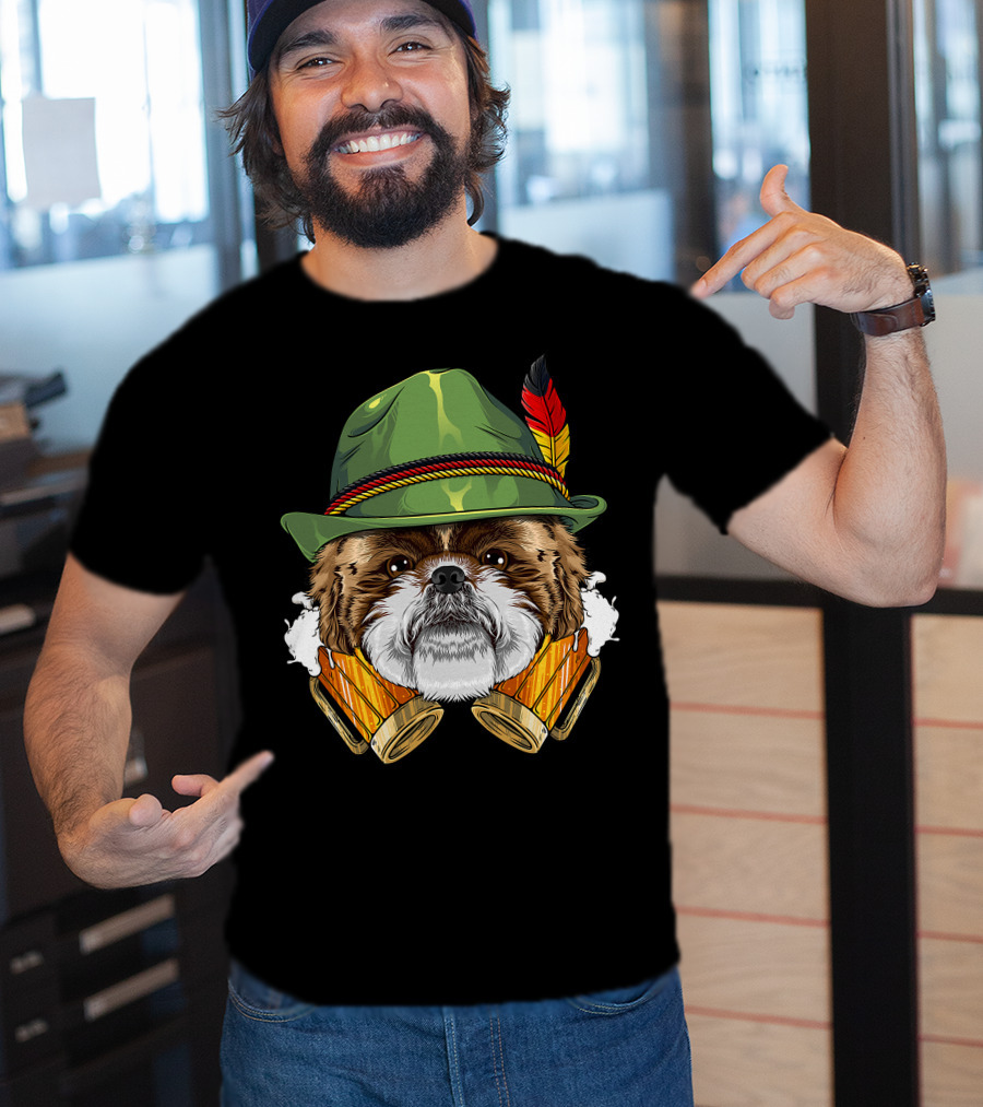 Shih Tzu Oktoberfest Beer Fest Lederhosen German T-Shirt