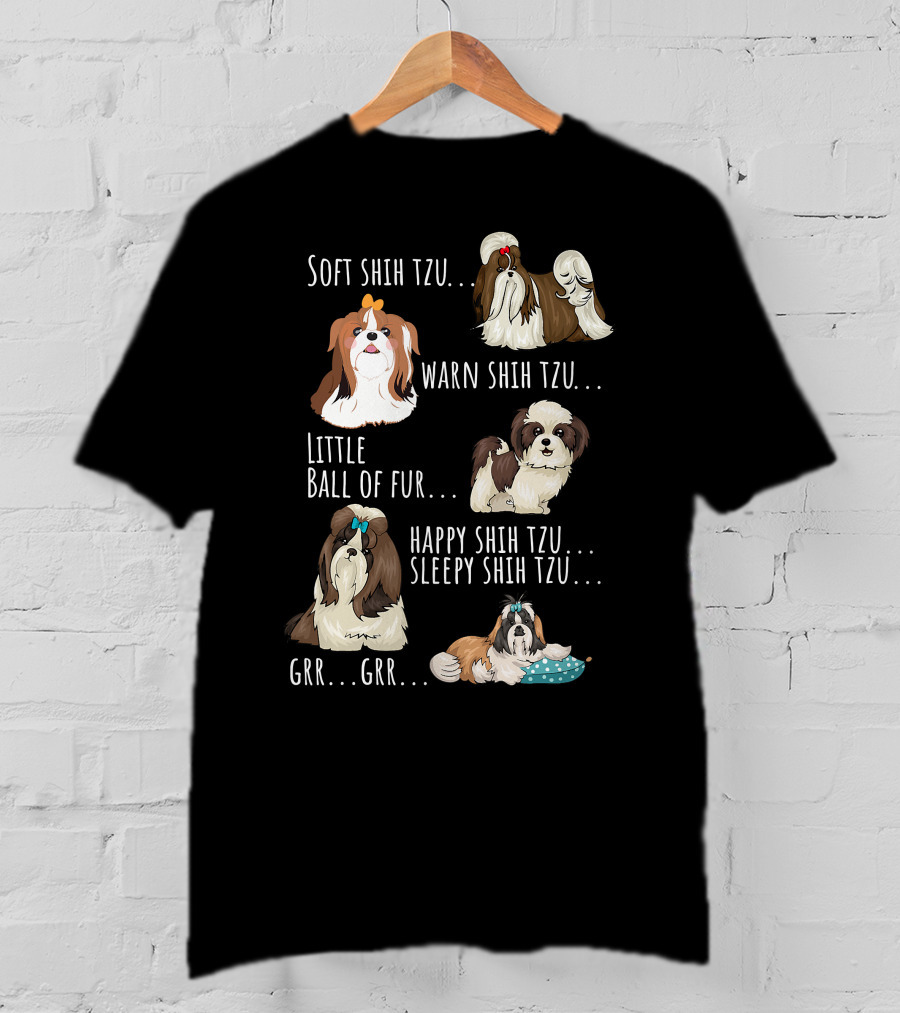 Soft Warm Shih Tzu Ball Of Fur Happy Sleepy Cute Little Furry Dogs T-Shirt