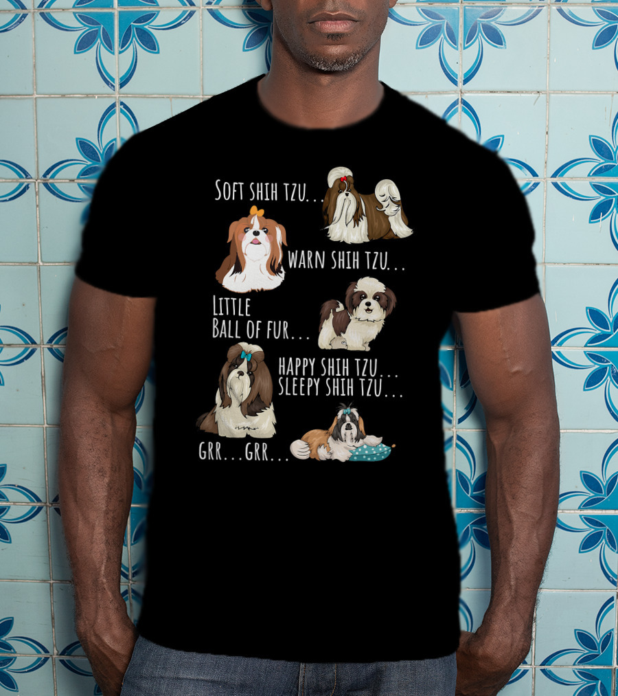 Soft Warm Shih Tzu Ball Of Fur Happy Sleepy Cute Little Furry Dogs T-Shirt