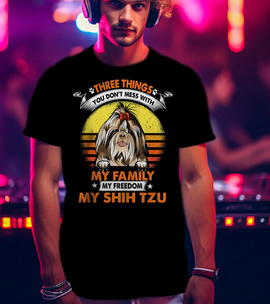Three Things My Family My Shih Tzu T-Shirt