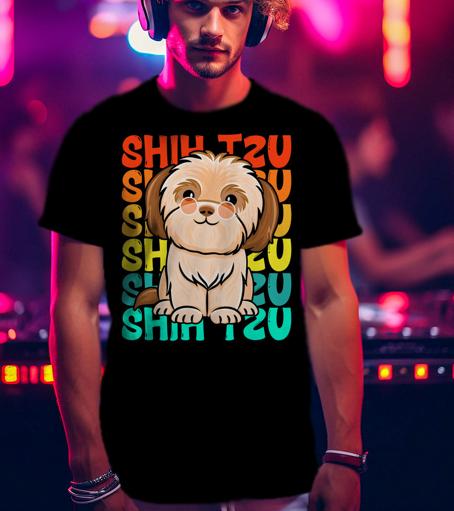 Shih Tzu Vintage Shihtzu Dog Retro Colors T-Shirt