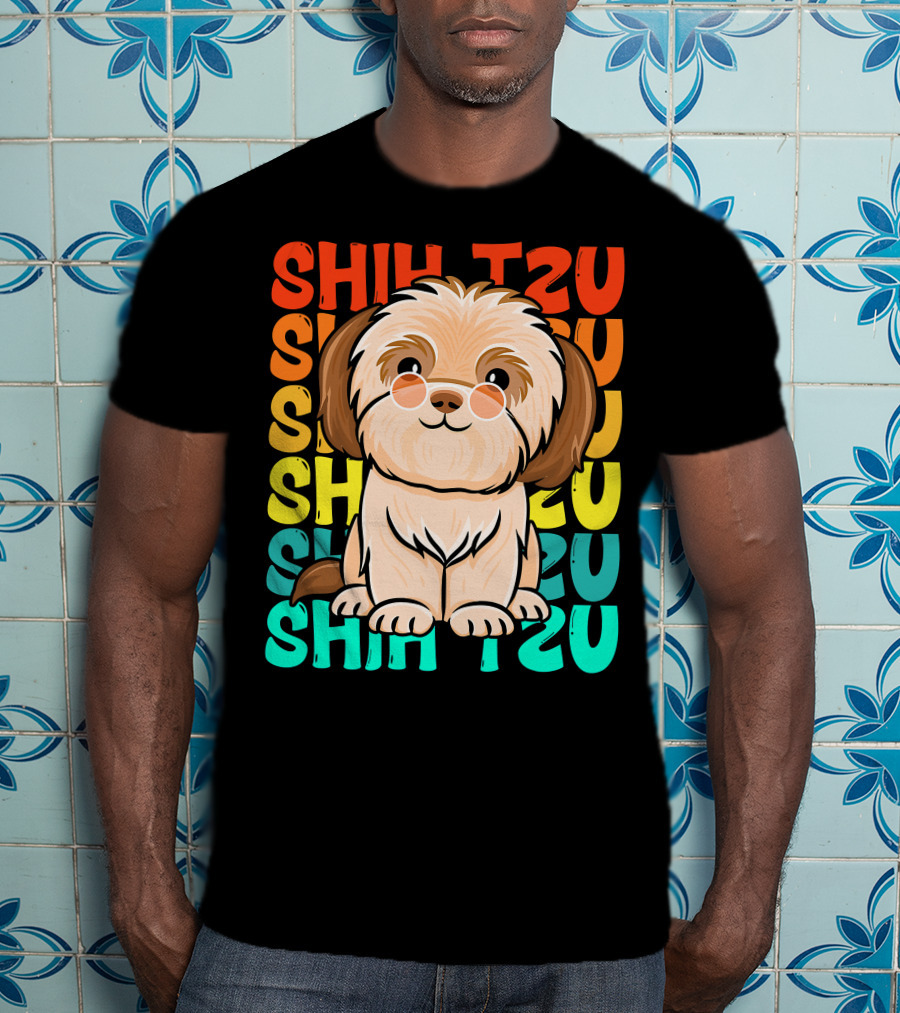 Shih Tzu Vintage Shihtzu Dog Retro Colors T-Shirt
