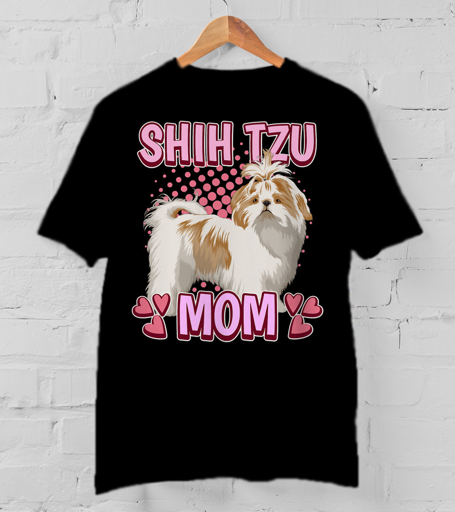 Shih Tzu Mom With Heart Accents T-Shirt