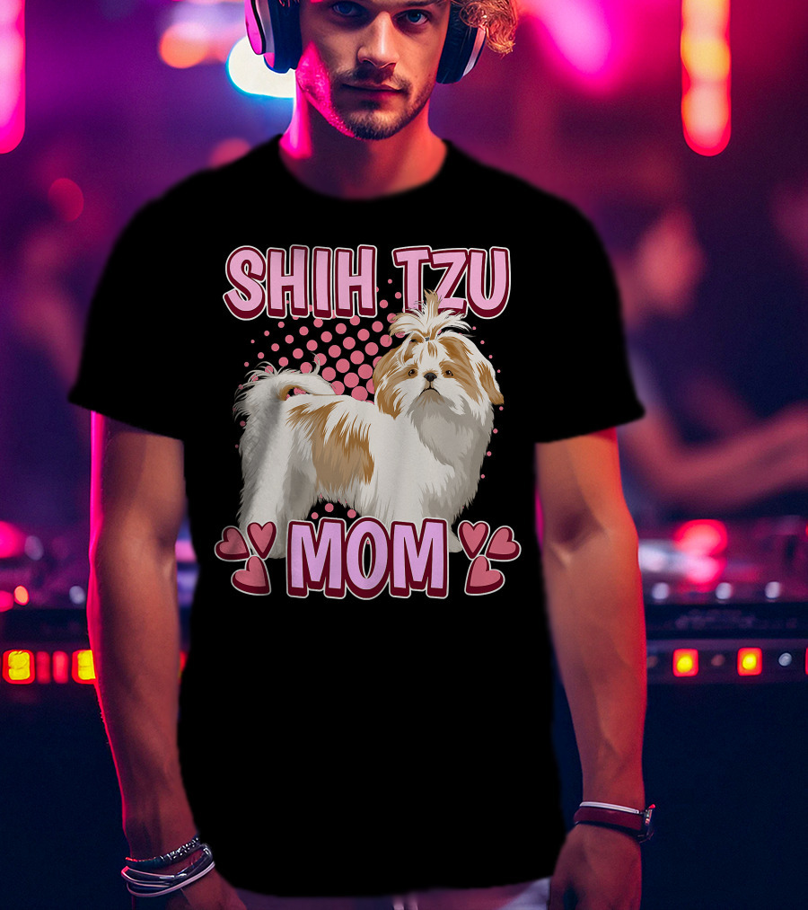 Shih Tzu Mom With Heart Accents T-Shirt