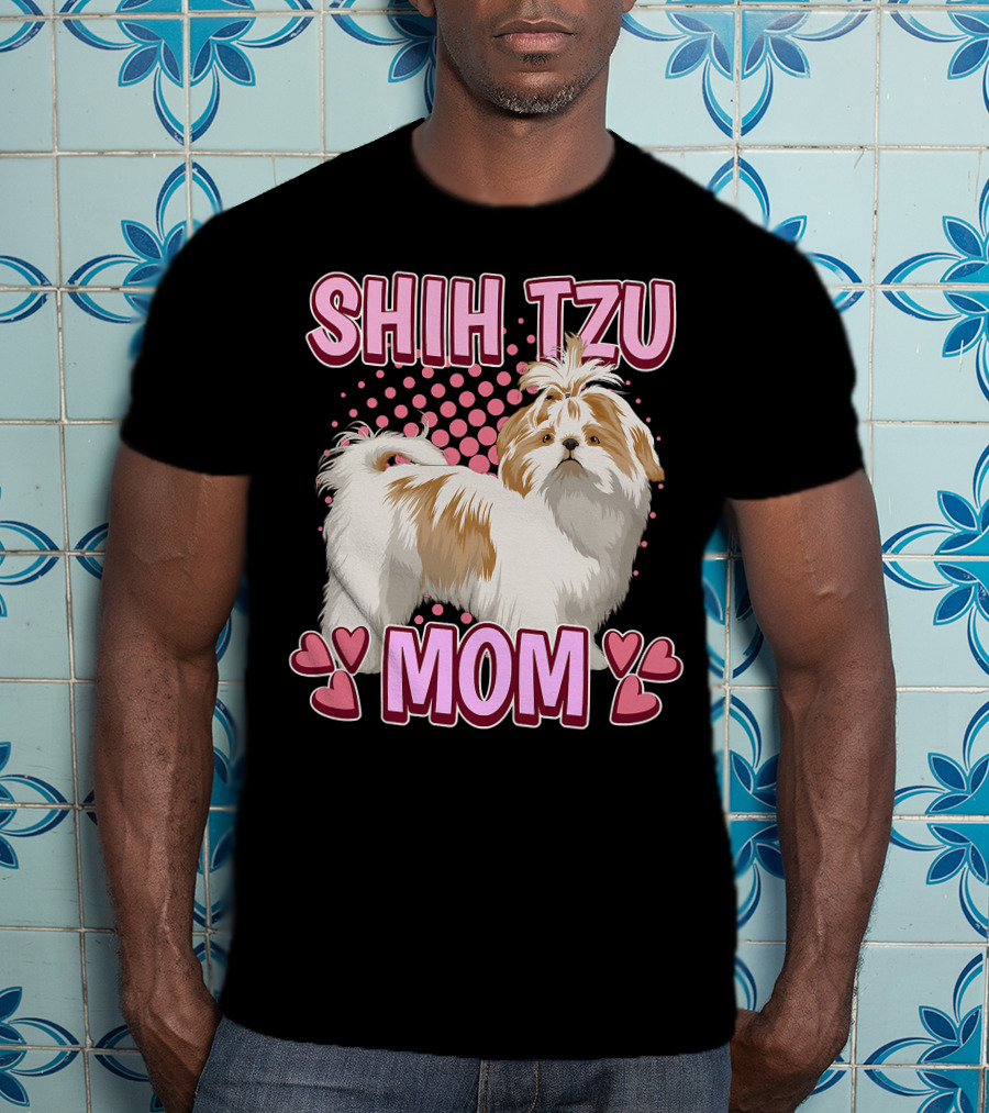 Shih Tzu Mom With Heart Accents T-Shirt