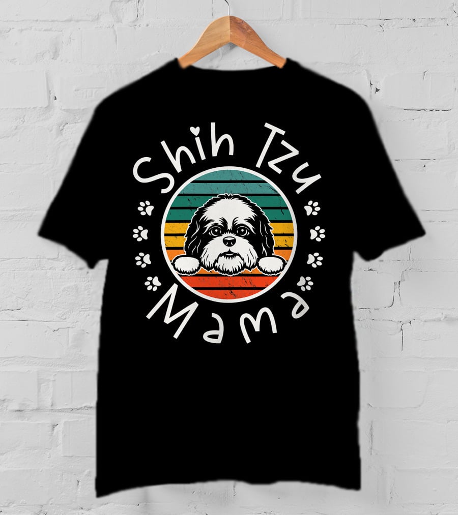 Shih Tzu Mama Vintage Style Shih Tzu Lover T-Shirt
